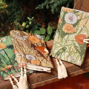 Original retro oil painting journal, handcrafted fabric book cover, diary, notebook A5, A6 by Autumn Scenery and Plants
