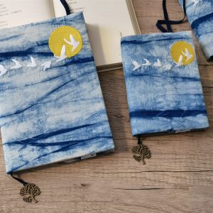 Wind and Moon Intangible Cultural Heritage Indigo Dyeing Simple Artistic Embroidery Diary A5A6 Diary Cover Thickened Diary Gift