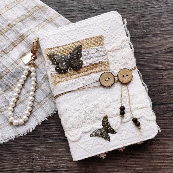 Original retro loose-leaf Butterfly A6A5 handbook, fabric Japanese lace handbook cover, card book storage
