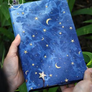 Midsummer Night Sky Starry Moon Handmade Fabric Book Cover Starry Sky Planner A5A6 Diary Notepad gift